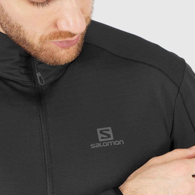 Black Salomon Essential Lightwarm Half Zip Men's Sweatshirt | IE AN0752